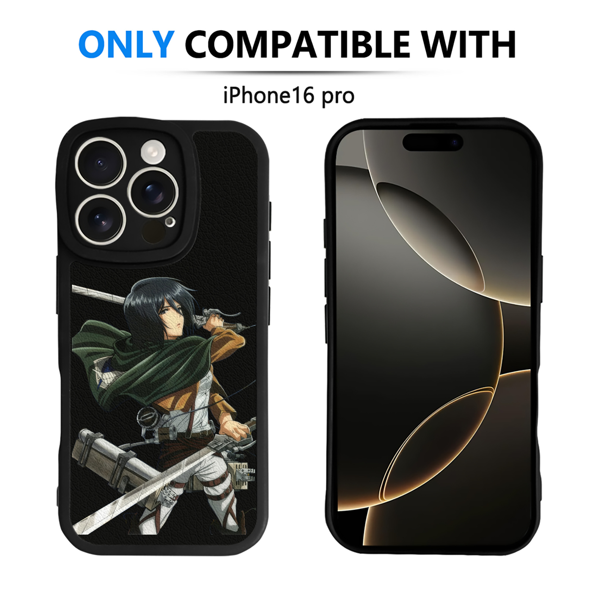 （画像用） 進撃の巨人 ミカサ·アッカーマン Attack on Titan Mikasa Ackerman 【iPhone 16シリーズ対応】シリコンスマホケース（レザー調） 材質：シリコン